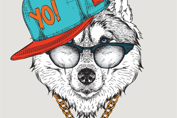 时尚狗狗裁片印花服装，潮流街头风格服装印花设计