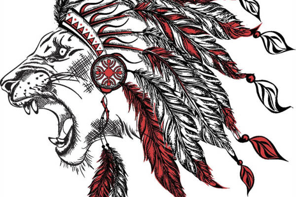 印第安狮子头饰裁片印花服装印花设计