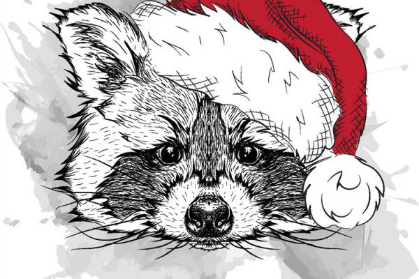 可爱圣诞帽刺猬裁片印花服装印花设计