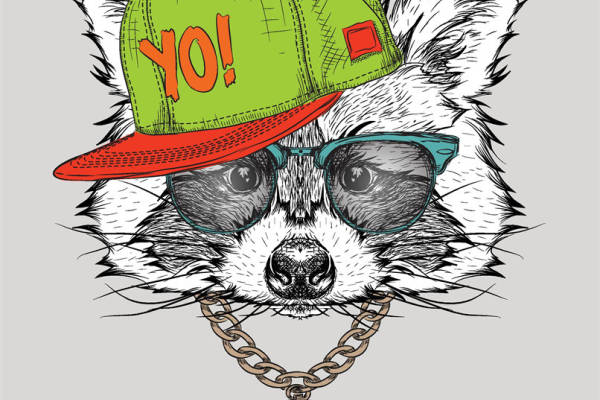 个性街头风裁片印花服装 时尚潮流动物图案印花T恤