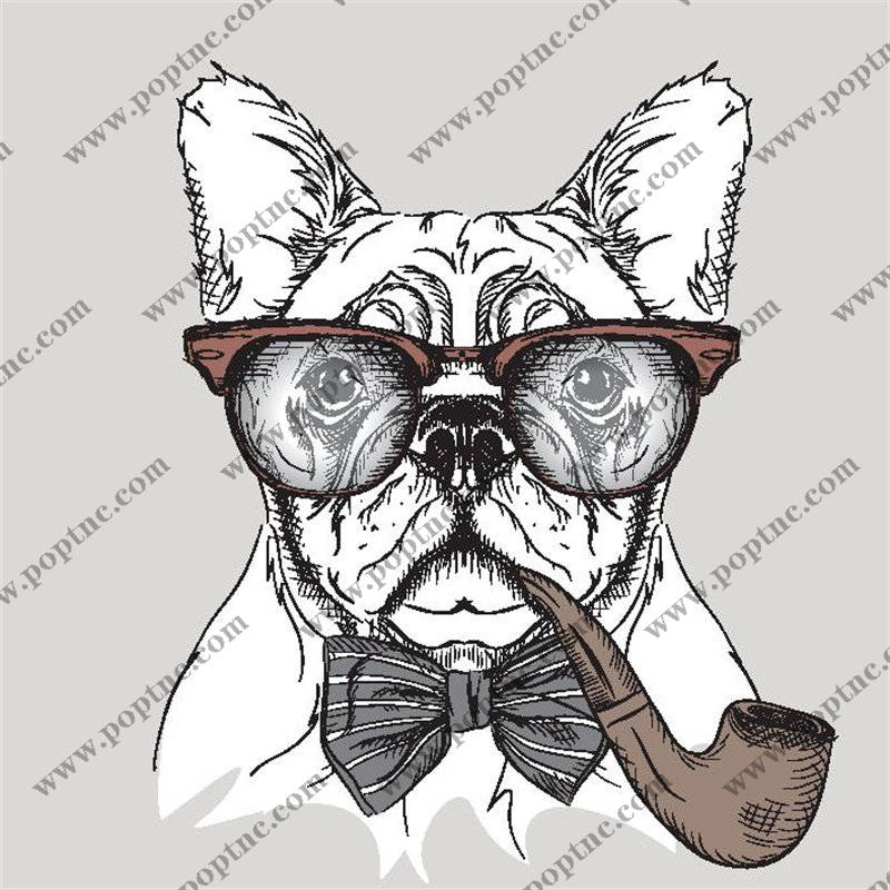 时尚萌宠裁片印花服装:趣味法斗犬图案印花T恤