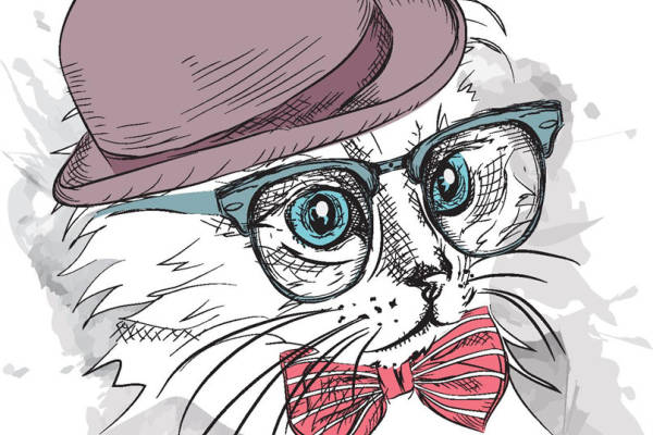 时尚复古风格猫头鹰裁片印花服装印花设计