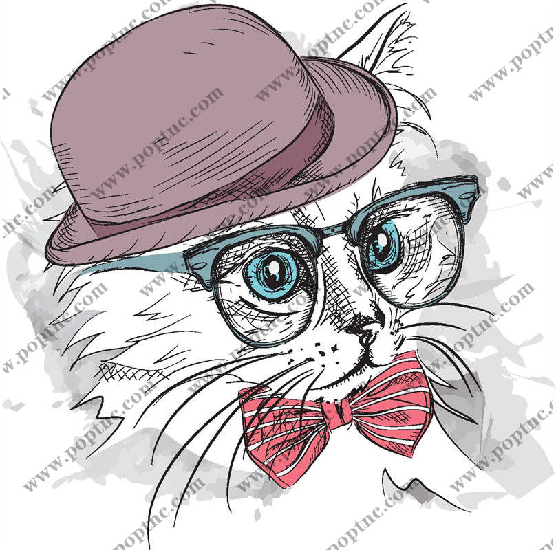 时尚复古风格猫头鹰裁片印花服装印花设计