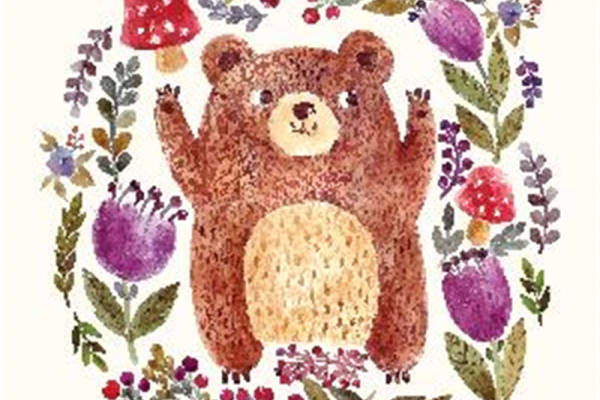 可爱卡通熊与森林元素裁片印花服装印花设计