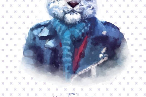 时尚水彩动物裁片印花服装印花设计