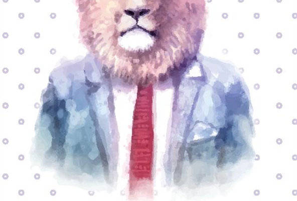 时尚水彩风格动物裁片印花服装印花设计