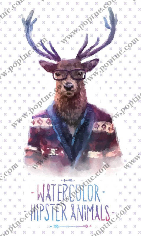 时尚水彩风格裁片印花服装:潮牌麋鹿图案设计