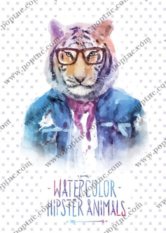 时尚水彩动物印花服装:老虎头与现代风格结合