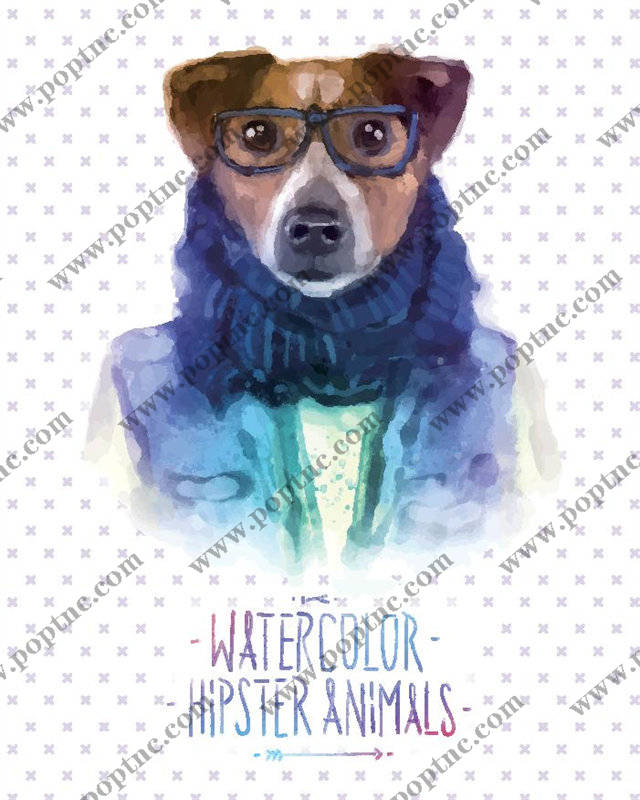 时尚水彩风格狗狗裁片印花服装印花设计