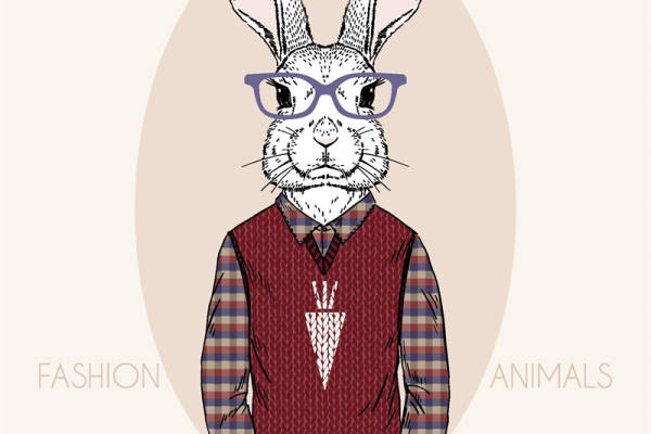 时尚动物裁片印花服装：兔子头图案的创意设计