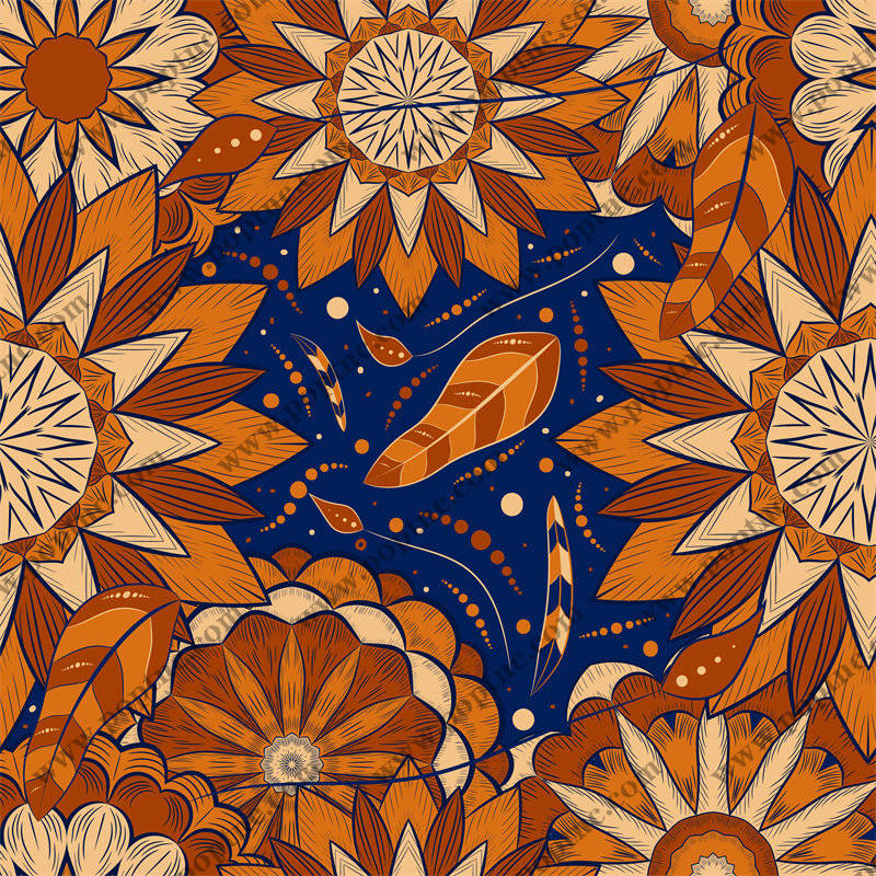 秋季自然风格面料印花服装印花设计