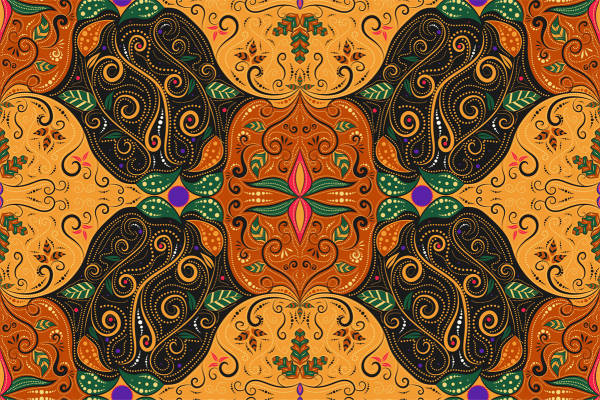 复古风格花卉面料印花，时尚服装印花图案设计