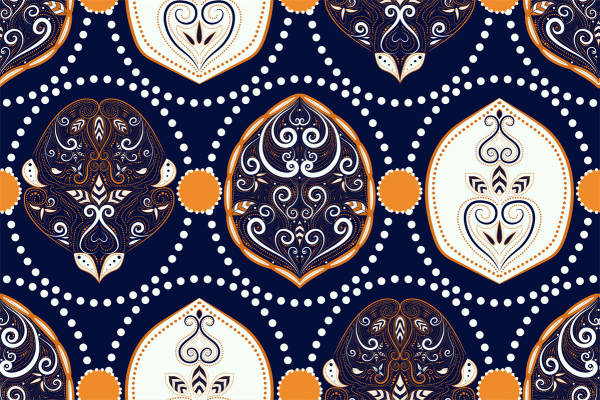 复古风格服装印花面料:经典波西米亚图案设计