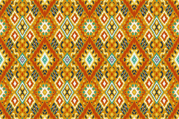 民族风几何图案面料印花,时尚服装印花设计