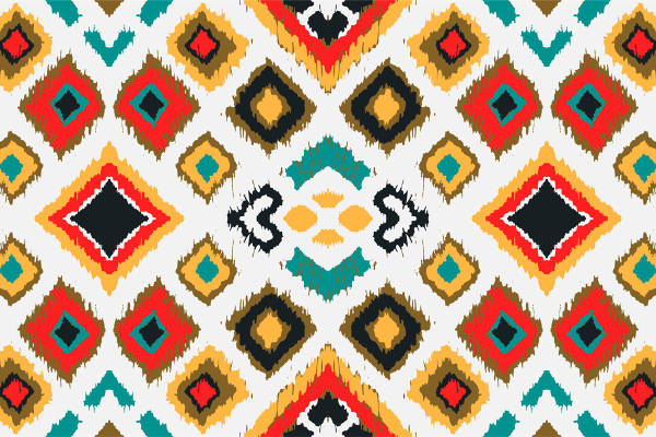 民族风几何图案服装印花面料,时尚与复古的完美结合
