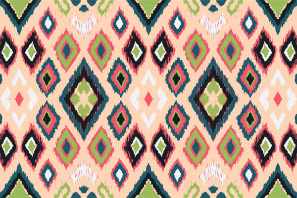 民族风几何图案面料印花，时尚服装印花设计