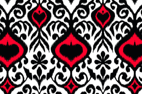 经典红黑花纹面料印花,打造时尚服装印花设计