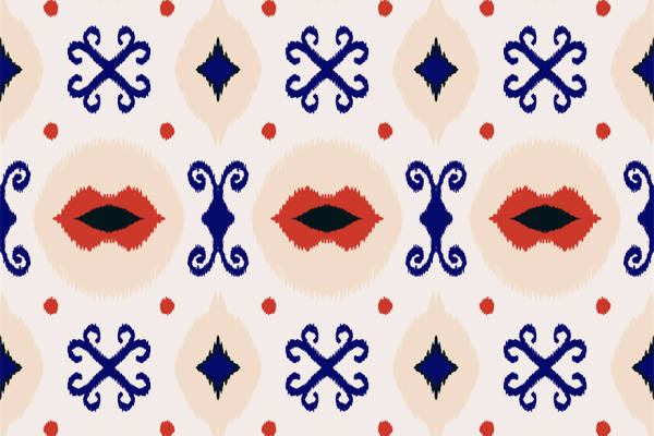 复古风格嘴唇与花卉图案服装印花面料