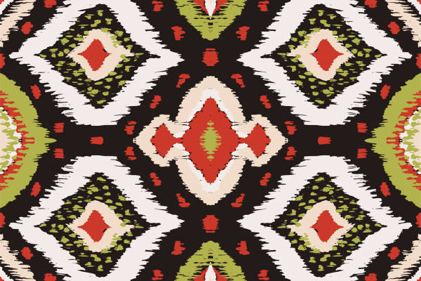 复古几何图案面料印花,时尚服装印花设计