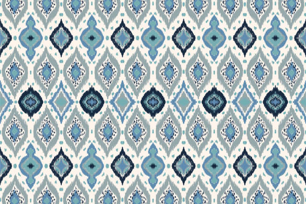 时尚蓝白色几何图案面料印花服装印花设计