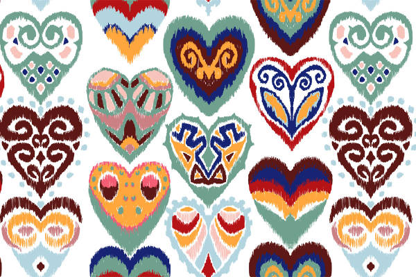 创意心形图案服装印花面料设计