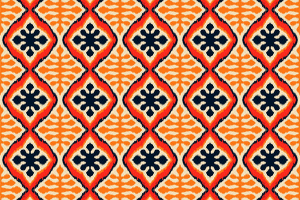 时尚橙色几何图案面料印花，适合现代服装印花设计