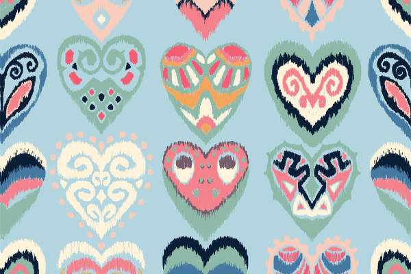 创意心形图案服装印花面料设计，展现个性与艺术