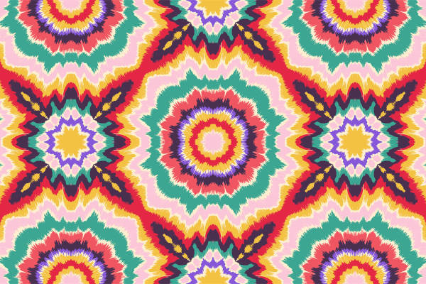 复古风格面料印花，多彩花卉图案服装印花设计