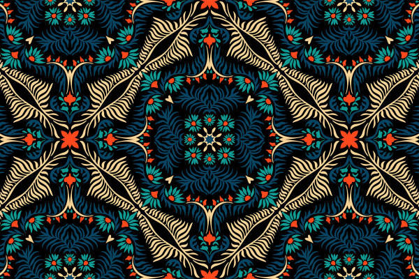 复古风格花卉图案面料印花服装印花设计