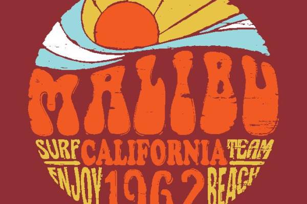 复古加州冲浪文化裁片印花服装印花设计