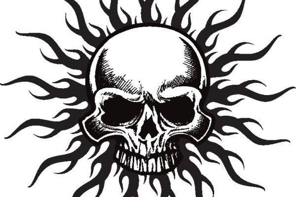 独特骷髅火焰裁片印花服装印花设计