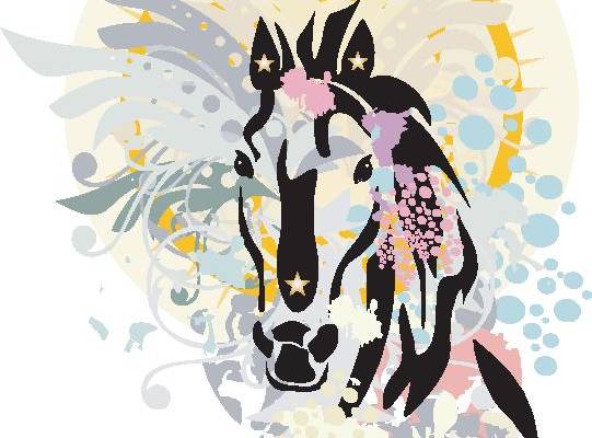 创意抽象马头裁片印花服装印花设计