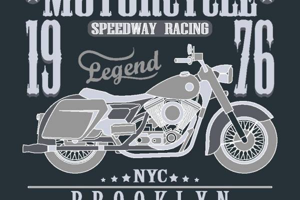 经典摩托车裁片印花服装 1976年速度赛纽约布鲁克林