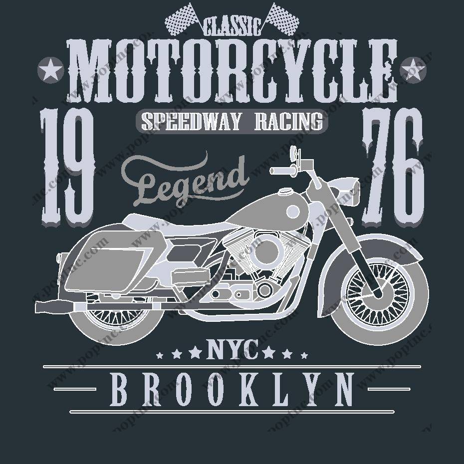 经典摩托车裁片印花服装:1976年纽约布鲁克林赛车传奇