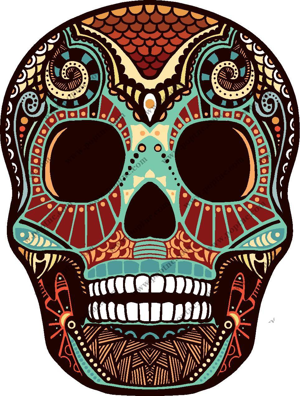 墨西哥风格裁片印花服装:色彩斑斓的骷髅图案