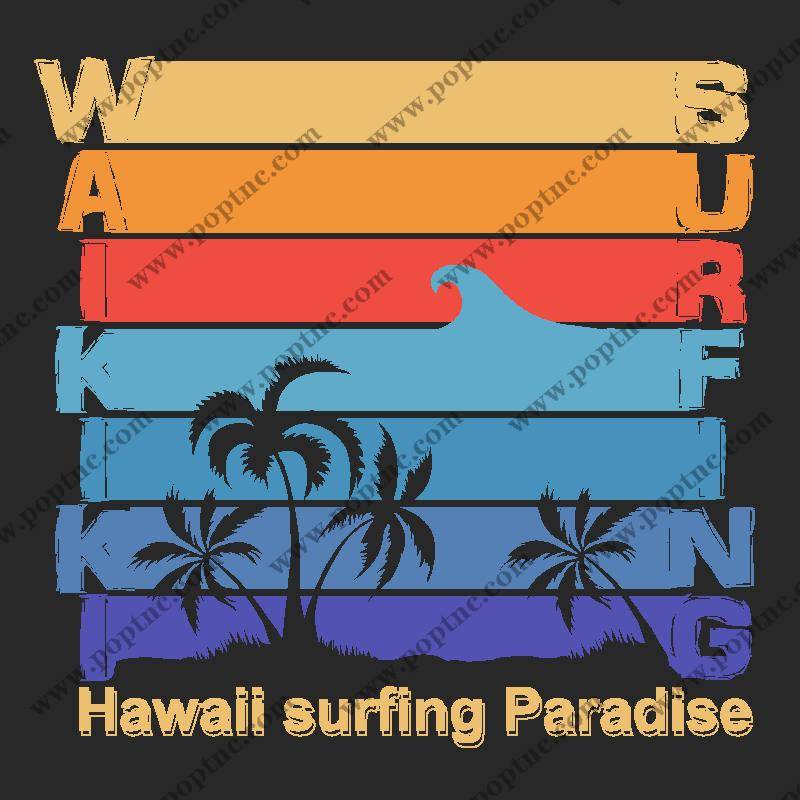 夏威夷冲浪天堂裁片印花服装印花设计