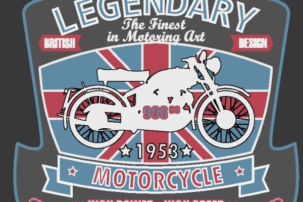 经典1953年英国摩托车裁片印花服装