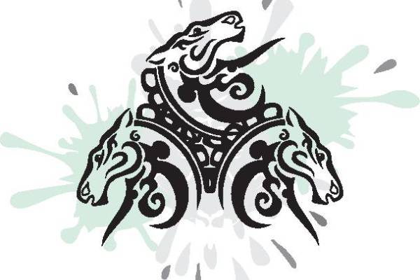 独特中国风三头龙裁片印花服装设计