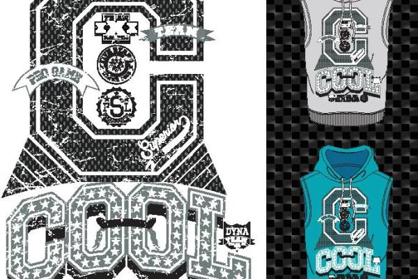 复古风格裁片印花服装印花设计，展现独特街头时尚