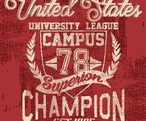 复古风美国大学联赛裁片印花服装印花设计