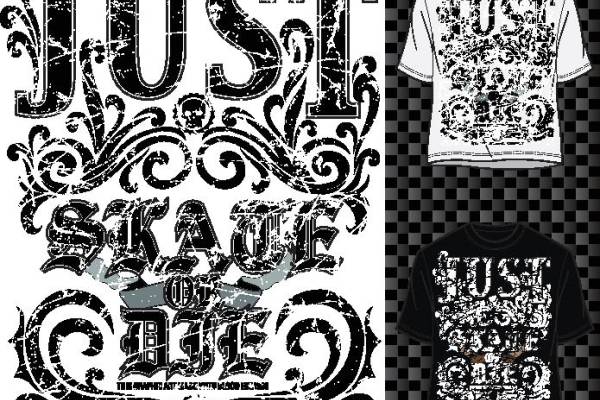 时尚街头风格裁片印花服装印花T恤设计