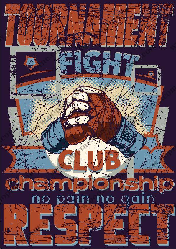 复古风格拳击主题裁片印花服装印花设计