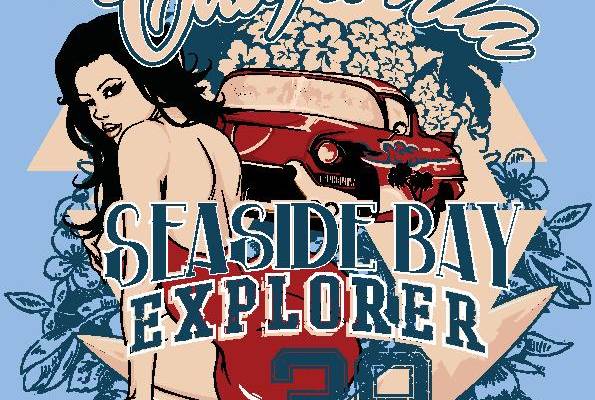 复古加州海边探险家裁片印花服装印花设计