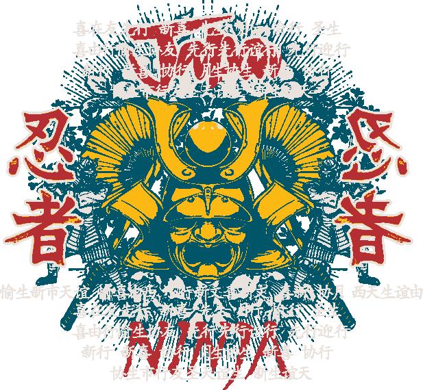 忍者主题裁片印花服装印花设计，展现独特风格