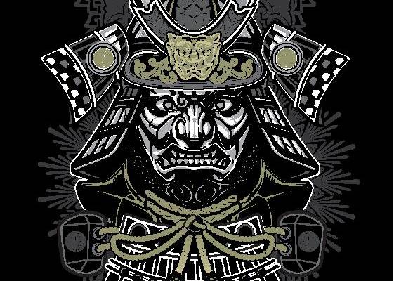 日本武士风格裁片印花服装印花设计