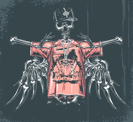 独特骷髅头裁片印花服装，展现个性街头风格