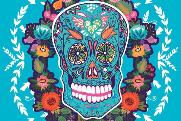 墨西哥风情糖骷髅裁片印花服装印花设计