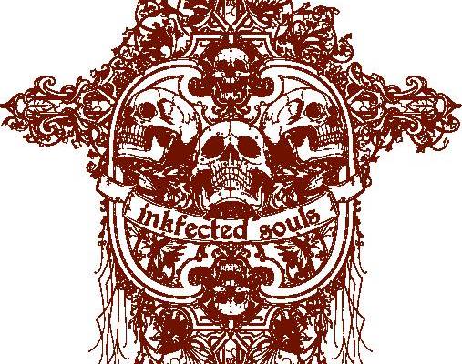 复古哥特式裁片印花服装：Infected Souls 骷髅图案