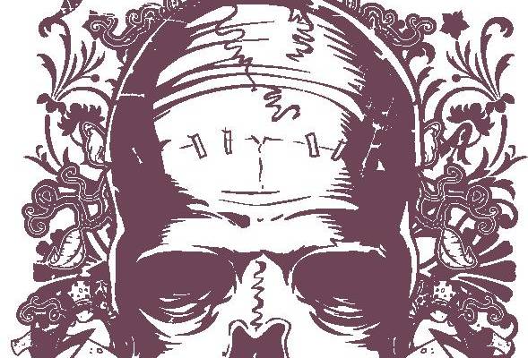 哥特风格裁片印花服装：骷髅头与花卉图案的完美结合