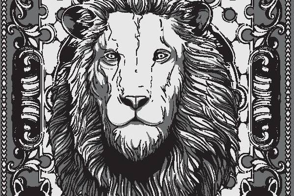 复古狮子图案裁片印花服装，展现经典与时尚的完美融合